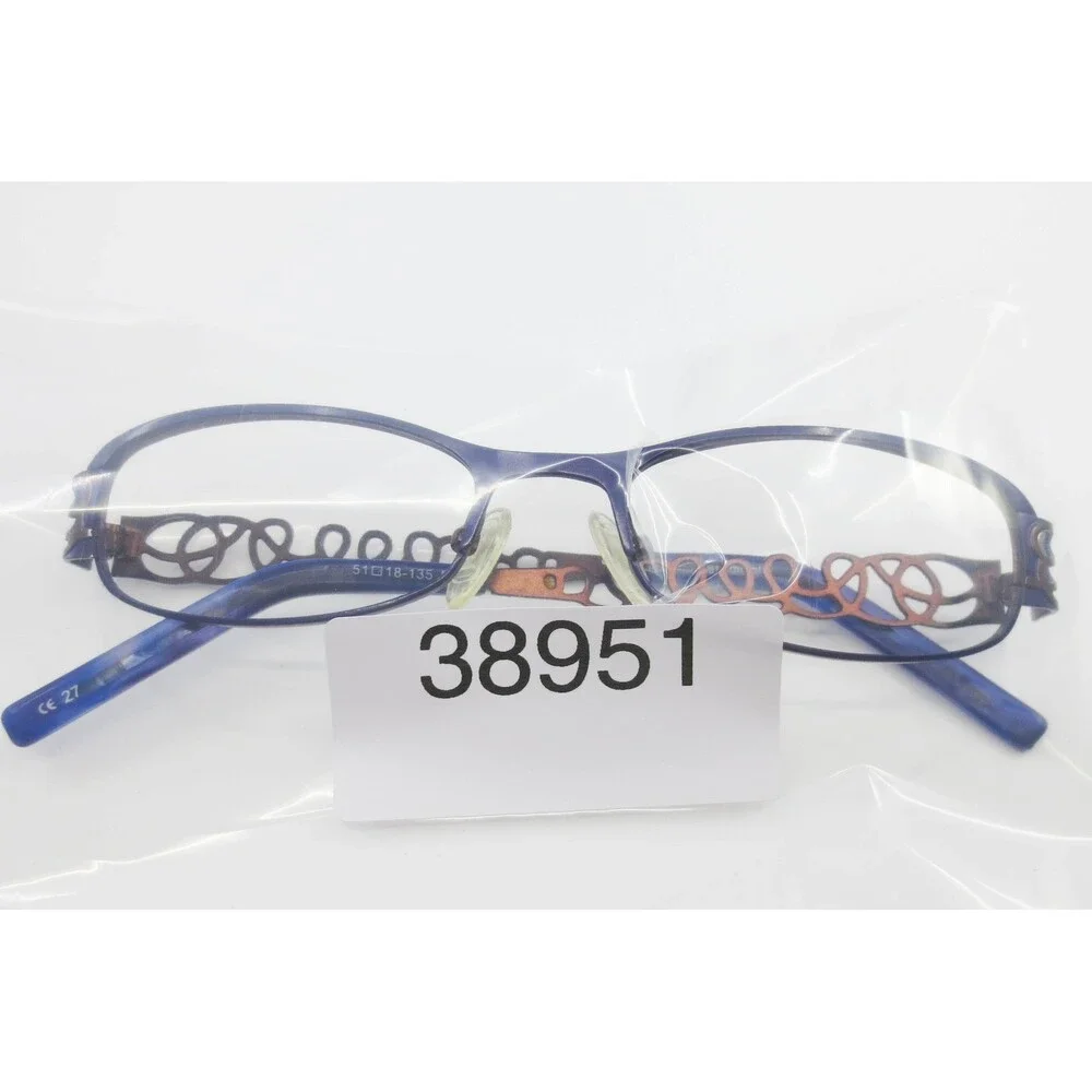 Thalia Sentimiento Eyeglasses Navy Blue Oval Frames Scroll Detail 51-18-135 NV